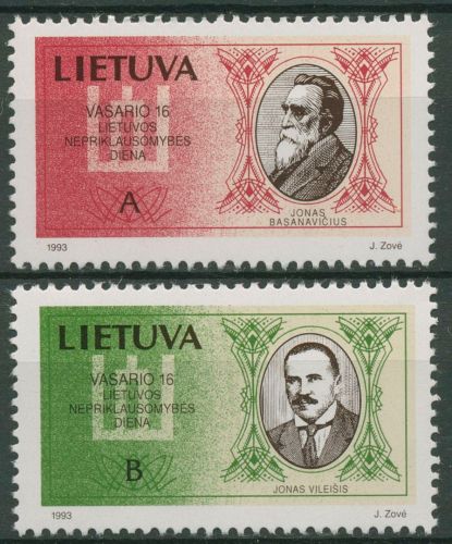 Litauen 1993 Unterzeichner der Unabhängigkeitserklärung 516/17 postfrisch