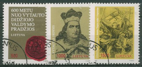 Litauen 1993 Regentschaft des Großfürsten Vytautas 518/20 gestempelt