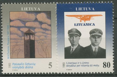 Litauen 1993 Tag der Einheit Gemälde Piloten 529/30 postfrisch