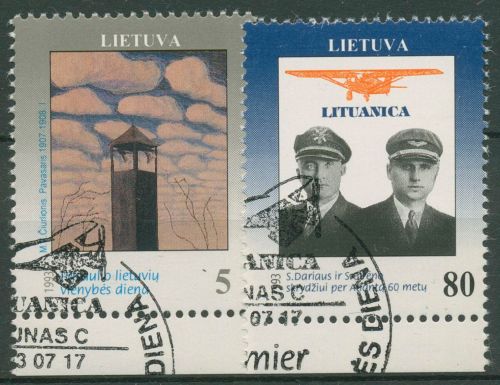 Litauen 1993 Tag der Einheit Gemälde Piloten 529/30 gestempelt