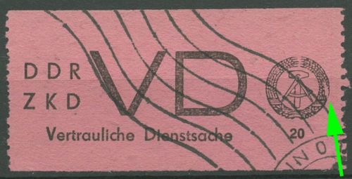 DDR 1965 Für vertrauliche Dienstsachen Plattenfehler 2 II gestempelt Zahnfehler