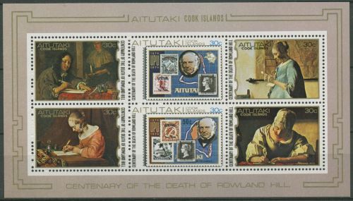 Aitutaki 1979 Postmeister Rowland Hill Gemälde Block 27 postfrisch (C60504)