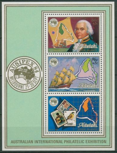 Aitutaki 1984 AUSIPEX Seefahrer William Bligh Block 50 postfrisch (C60514)