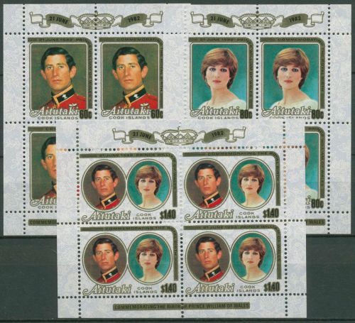 Aitutaki 1982 Prinz Charles Lady Diana Prinz William 439/44 K postfrisch(C60525)