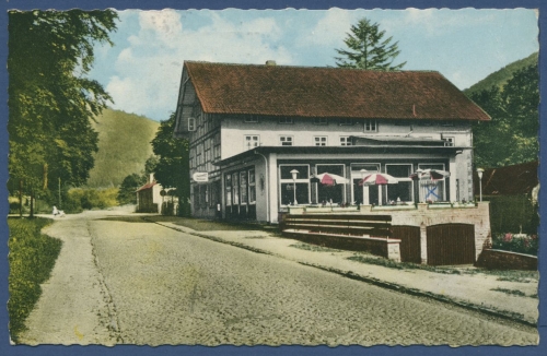 Waldhotel Zum Paradies im Siebertal Harz, gelaufen 1964 (AK669)