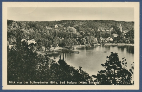 Strandbad Buckow von der Bollersdorfer Höhe, geschrieben 1960 (AK688)