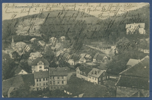Elgersburg Thüringer Wald Gesamtansicht, gelaufen 1912 Marke fehlt (AK743)