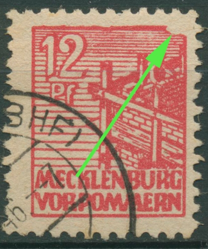 SBZ Mecklenburg-Vorpommern 1946 Plattenfehler 36 yb II gestempelt geprüft