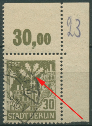 SBZ Berlin & Brandenburg 1945 Freimarke m. Plattenfehler 7 A a waz I gestempelt