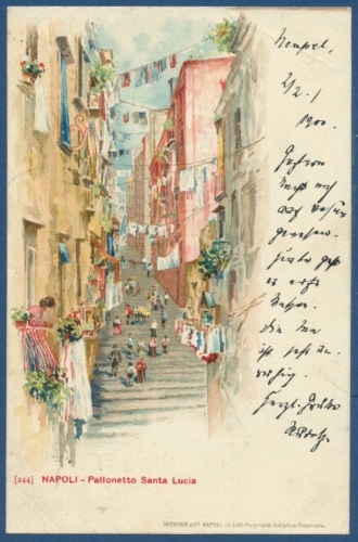 Neapel Altstadt Pallonetto Santa Lucia, gelaufen 1900 (AK769)