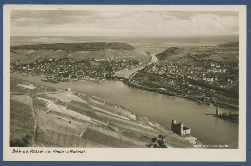 Bingen am Rhein Nahemündung Mäuseturminsel v. d. Rossel, gelaufen 1940 (AK785)