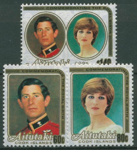 Aitutaki 1982 Geburt von Prinz William 440+442+444 II postfrisch