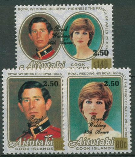 Aitutaki 1987 Prinz Charles Lady Diana mit Aufdruck 620/22 postfrisch