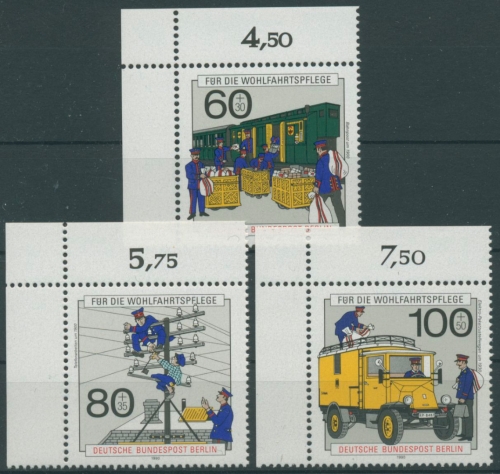 Berlin 1990 Wohlfahrt Post u. Telek. 876/78 Ecke oben links postfrisch (R10099)