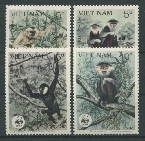 Vietnam 1987 WWF Tierschutz Tiere Affen 1827/30 postfrisch