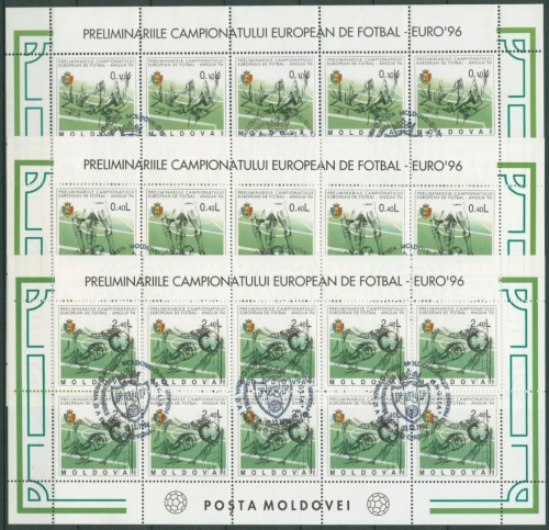 Moldawien 1994 Fußball-EM 1996 in England 133/35 Kleinbogen gestempelt (C65208)