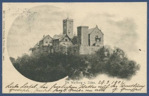 Eisenach Wartburg von Süden gesehen, gelaufen 1901 (AK829)