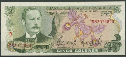Costa Rica 5 Colones 2.10.1985, Orchidee, KM 236 d kassenfrisch (K450)
