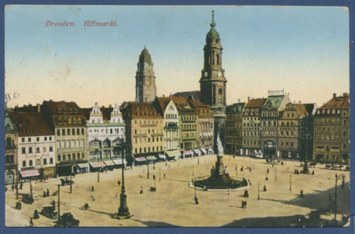 Dresden Altmarkt Geschäfte Gebrüder Eberstein, gelaufen 1915 Feldpost (AK856)