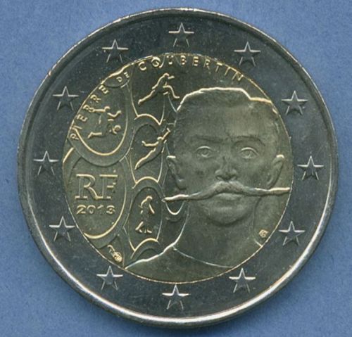 Frankreich 2 Euro 2013 Pierre de Coubertin, vz/st (m4931)