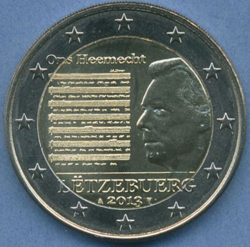 Luxemburg 2 Euro 2013 Nationalhymne, vz/st (m4949)