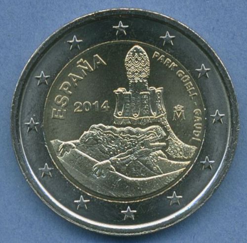 Spanien 2 Euro 2014 UNESCO Welterbe Park Güell Antonio Gaudi, vz/st (m4965)
