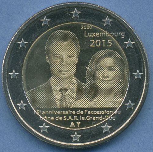 Luxemburg 2 Euro 2015 Thronjubiläum Großherzog Henri, vz/st (m4978)
