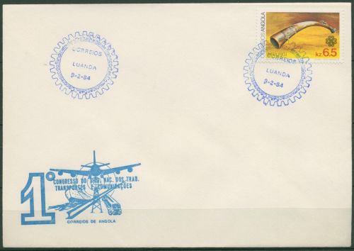 Angola 1983 Weltkommunikationsjahr Horn 679 auf Brief (X60972)
