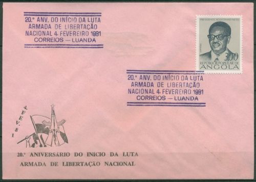 Angola 1976 Ein Jahr Unabhängigkeit Präsident Neto 614 auf Brief (X61004)