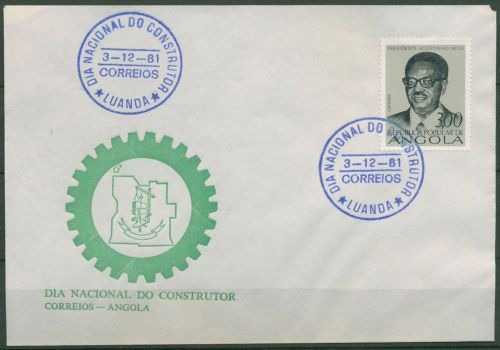 Angola 1976 Ein Jahr Unabhängigkeit Präsident Neto 614 auf Brief (X61005)