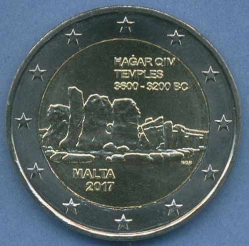 Malta 2 Euro 2017 Tempel Hagar Qim, vz/st (m5024)
