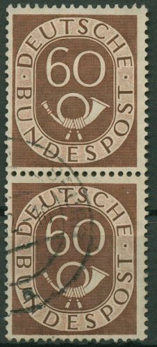 Bund 1951 Posthorn Bogenmarken 135 senkrechtes Paar gestempelt