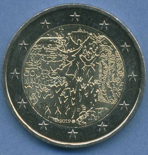 Frankreich 2 Euro 2019 Fall der Berliner Mauer, vz/st (m5058)
