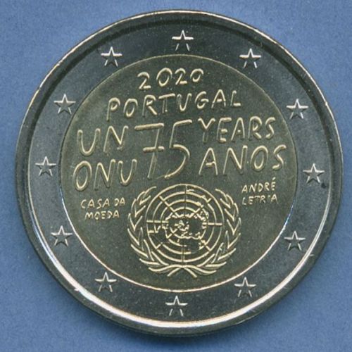 Portugal 2 Euro 2020 75 Jahre Vereinte Nationen UNO, vz/st (m5088)