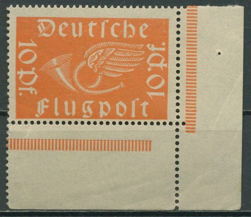 Deutsches Reich 1919 Flugpostmarke 111 a Ecke 4 postfrisch, etwas bügig