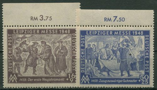 SBZ Allgemeine Ausgabe 1948 Leipziger Messe 198/99 Oberrandstücke postfrisch