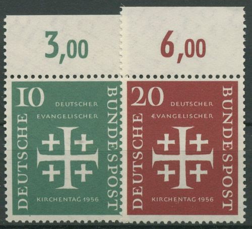 Bund 1956 Evangelischer Kirchentag 235/36 Oberrand postfrisch