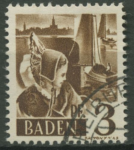 Französische Zone: Baden 1947 Trachtenmädchen Type I, 2 yv I gestempelt