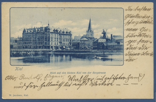 Kiel Blick auf den kleinen Kiel von der Bergstraße, gelaufen 1900 (AK865)