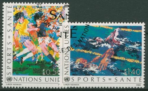 UNO Genf 1988 Gesundheit Sport Fußball Schwimmen 169/70 gestempelt