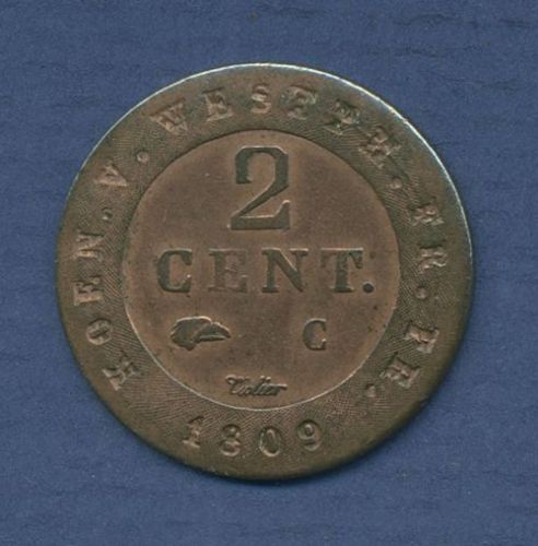 Westfalen Königreich 2 Cent. 1809 C, Hieronymus Napoleon, J 30, fast vz (m3292)