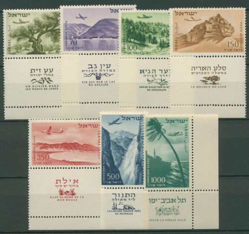 Israel 1953 Landschaften Wasserfall Felsen Rotes Meer 80/86 mit Tab postfrisch