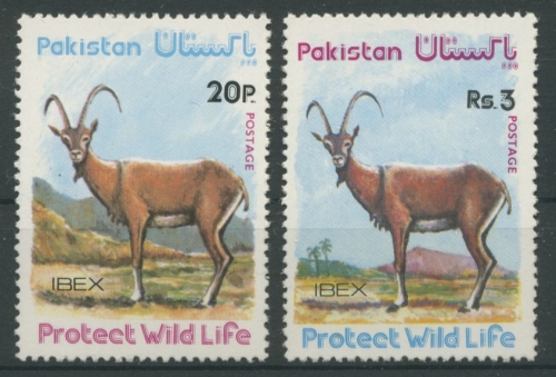 Pakistan 1976 Tiere Geschützte Wildtiere Steinbock 413/14 postfrisch