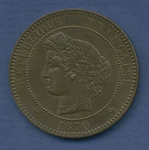 Frankreich 10 Centimes 1870 A, Marianne, KM 815.1 fast st (m3345)