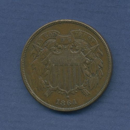 USA 2 Cents Shield 1864, KM 94 sehr schön (m3346)