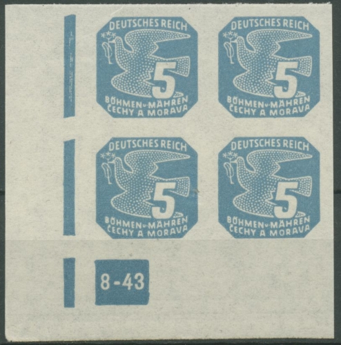 Böhmen & Mähren 1943 Zeitungsmarke 118 y VE-3 Ecke Platten-Nr. 8-43 postfrisch