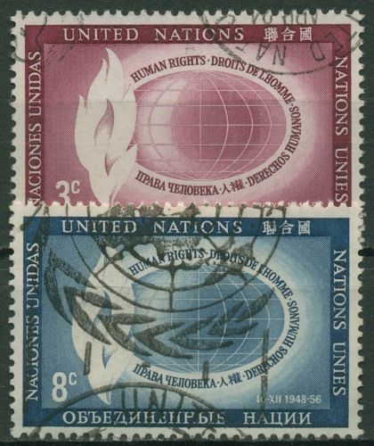 UNO New York 1956 Tag der Menschenrechte 53/54 gestempelt