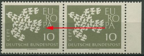Bund 1961 Europa mit Plattenfehler 367 y I postfrisch