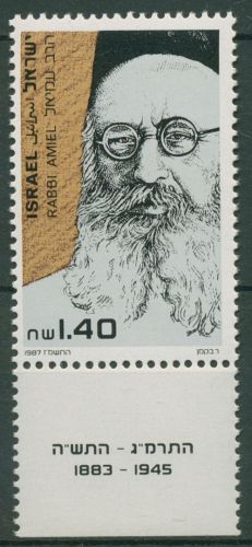 Israel 1987 Rabbi Moshe Avigdor Amiel 1069 mit Tab postfrisch
