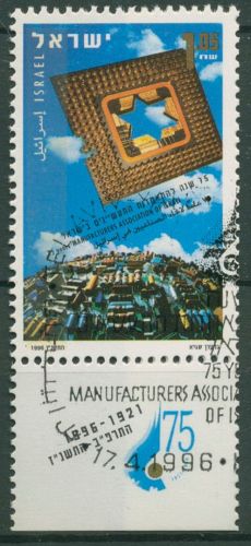 Israel 1996 Herstellerverband Leiterplatte 1366 mit Tab gestempelt